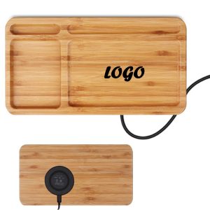 Bamboo Charging Pad with Desk Organizer